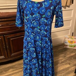 LuLaRoe Royal Blue Floral Midi Dress